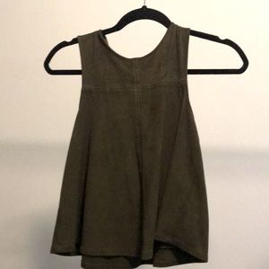 Green suede sleeveless shirt